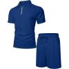 imageUOUA Mens Summer Track Suits 2 Piece Shorts Sets Short Sleeve Sweatsuit Outfits 14 Zip Golf Polo Shirts LoungewearRoyal Blue