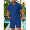 imageUOUA Mens Summer Track Suits 2 Piece Shorts Sets Short Sleeve Sweatsuit Outfits 14 Zip Golf Polo Shirts LoungewearRoyal Blue