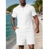 imageUOUA Mens Summer Track Suits 2 Piece Shorts Sets Short Sleeve Sweatsuit Outfits 14 Zip Golf Polo Shirts LoungewearWhite