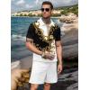 imageUOUA Mens Summer Track Suits 2 Piece Shorts Sets Short Sleeve Sweatsuit Outfits 14 Zip Golf Polo Splicing Striped ShirtsGoldflower White