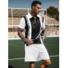 imageUOUA Mens Summer Track Suits 2 Piece Shorts Sets Short Sleeve Sweatsuit Outfits 14 Zip Golf Polo Splicing Striped ShirtsGreystripe White