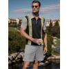 imageUOUA Mens Summer Track Suits 2 Piece Shorts Sets Short Sleeve Sweatsuit Outfits 14 Zip Golf Polo Splicing Striped ShirtsYellowstripe Grey