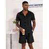 imageUOUA Mens Velour Tracksuit 2 Piece Outfits Short Sleeve Button Down Shirt and Short Sets Casual SweatsuitsBlack