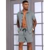 imageUOUA Mens Velour Tracksuit 2 Piece Outfits Short Sleeve Button Down Shirt and Short Sets Casual SweatsuitsGrey