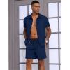 imageUOUA Mens Velour Tracksuit 2 Piece Outfits Short Sleeve Button Down Shirt and Short Sets Casual SweatsuitsNavyblue