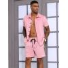 imageUOUA Mens Velour Tracksuit 2 Piece Outfits Short Sleeve Button Down Shirt and Short Sets Casual SweatsuitsPink