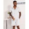 imageUOUA Mens Velour Tracksuit 2 Piece Outfits Short Sleeve Button Down Shirt and Short Sets Casual SweatsuitsWhite