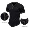 imageUOUA Mens Waffle Henley Short Sleeve Shirts Casual Basic Button TShirt Classic Summer Tops01 Black