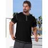 imageUOUA Mens Waffle Henley Short Sleeve Shirts Casual Basic Button TShirt Classic Summer Tops01 Black