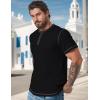 imageUOUA Mens Waffle Henley Short Sleeve Shirts Casual Basic Button TShirt Classic Summer Tops01 Black