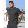 imageUOUA Mens Waffle Henley Short Sleeve Shirts Casual Basic Button TShirt Classic Summer Tops01 Dark Grey