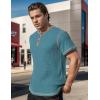 imageUOUA Mens Waffle Henley Short Sleeve Shirts Casual Basic Button TShirt Classic Summer Tops01 Denim Blue