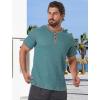 imageUOUA Mens Waffle Henley Short Sleeve Shirts Casual Basic Button TShirt Classic Summer Tops01 Denim Blue