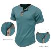 imageUOUA Mens Waffle Henley Short Sleeve Shirts Casual Basic Button TShirt Classic Summer Tops01 Denim Blue