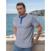 imageUOUA Mens Waffle Henley Short Sleeve Shirts Casual Basic Button TShirt Classic Summer Tops01 Grey