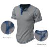imageUOUA Mens Waffle Henley Short Sleeve Shirts Casual Basic Button TShirt Classic Summer Tops01 Grey