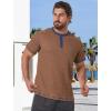 imageUOUA Mens Waffle Henley Short Sleeve Shirts Casual Basic Button TShirt Classic Summer Tops01 Khaki