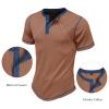 imageUOUA Mens Waffle Henley Short Sleeve Shirts Casual Basic Button TShirt Classic Summer Tops01 Khaki