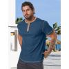 imageUOUA Mens Waffle Henley Short Sleeve Shirts Casual Basic Button TShirt Classic Summer Tops01 Light Blue