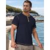 imageUOUA Mens Waffle Henley Short Sleeve Shirts Casual Basic Button TShirt Classic Summer Tops01 Navy Blue