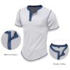 imageUOUA Mens Waffle Henley Short Sleeve Shirts Casual Basic Button TShirt Classic Summer Tops01 White