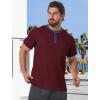 imageUOUA Mens Waffle Henley Short Sleeve Shirts Casual Basic Button TShirt Classic Summer Tops01 Wine Red