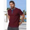 imageUOUA Mens Waffle Henley Short Sleeve Shirts Casual Basic Button TShirt Classic Summer Tops01 Wine Red