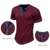 imageUOUA Mens Waffle Henley Short Sleeve Shirts Casual Basic Button TShirt Classic Summer Tops01 Wine Red