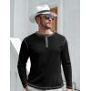 imageUOUA Mens Waffle Henley Short Sleeve Shirts Casual Basic Button TShirt Classic Summer Tops02 Black