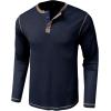 imageUOUA Mens Waffle Henley Short Sleeve Shirts Casual Basic Button TShirt Classic Summer Tops02 Navy Blue