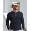 imageUOUA Mens Waffle Henley Short Sleeve Shirts Casual Basic Button TShirt Classic Summer Tops02 Navy Blue