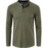 imageUOUA Mens Waffle Henley Short Sleeve Shirts Casual Basic Button TShirt Classic Summer Tops03 Army Green