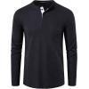 imageUOUA Mens Waffle Henley Short Sleeve Shirts Casual Basic Button TShirt Classic Summer Tops03 Black