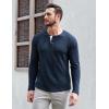 imageUOUA Mens Waffle Henley Short Sleeve Shirts Casual Basic Button TShirt Classic Summer Tops03 Navy Blue