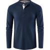 imageUOUA Mens Waffle Henley Short Sleeve Shirts Casual Basic Button TShirt Classic Summer Tops03 Navy Blue
