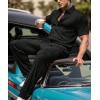 imageUOUA Summer Outfits for Men 2 Piece Short Sleeve Button Down Shirt ampamp Shorts Set Casual Vacation Beach TracksuitBlack