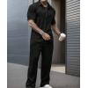 imageUOUA Summer Outfits for Men 2 Piece Short Sleeve Button Down Shirt ampamp Shorts Set Casual Vacation Beach TracksuitBlack