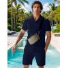 imageUOUA Summer Outfits for Men 2 Piece Short Sleeve Button Down Shirt ampamp Shorts Set Casual Vacation Beach TracksuitCuba Navy Blue