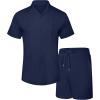 imageUOUA Summer Outfits for Men 2 Piece Short Sleeve Button Down Shirt ampamp Shorts Set Casual Vacation Beach TracksuitCuba Navy Blue