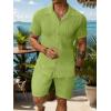 imageUOUA Summer Outfits for Men 2 Piece Short Sleeve Button Down Shirt ampamp Shorts Set Casual Vacation Beach TracksuitCubaapplegreen