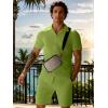 imageUOUA Summer Outfits for Men 2 Piece Short Sleeve Button Down Shirt ampamp Shorts Set Casual Vacation Beach TracksuitCubaapplegreen