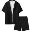 imageUOUA Summer Outfits for Men 2 Piece Short Sleeve Button Down Shirt ampamp Shorts Set Casual Vacation Beach TracksuitCubablack