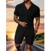 imageUOUA Summer Outfits for Men 2 Piece Short Sleeve Button Down Shirt ampamp Shorts Set Casual Vacation Beach TracksuitCubablack