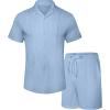 imageUOUA Summer Outfits for Men 2 Piece Short Sleeve Button Down Shirt ampamp Shorts Set Casual Vacation Beach TracksuitCubablue
