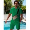 imageUOUA Summer Outfits for Men 2 Piece Short Sleeve Button Down Shirt ampamp Shorts Set Casual Vacation Beach TracksuitCubaemerald
