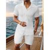 imageUOUA Summer Outfits for Men 2 Piece Short Sleeve Button Down Shirt ampamp Shorts Set Casual Vacation Beach TracksuitCubawhite
