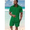 imageUOUA Summer Outfits for Men 2 Piece Short Sleeve Button Down Shirt ampamp Shorts Set Casual Vacation Beach TracksuitGreen