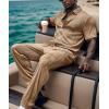 imageUOUA Summer Outfits for Men 2 Piece Short Sleeve Button Down Shirt ampamp Shorts Set Casual Vacation Beach TracksuitKhaki