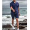 imageUOUA Summer Outfits for Men 2 Piece Short Sleeve Button Down Shirt ampamp Shorts Set Casual Vacation Beach TracksuitNavy Blue