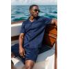 imageUOUA Summer Outfits for Men 2 Piece Short Sleeve Button Down Shirt ampamp Shorts Set Casual Vacation Beach TracksuitNavy Blue